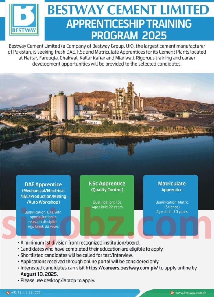 Bestway Cement Apprenticeship Jobs Advertisement 2025