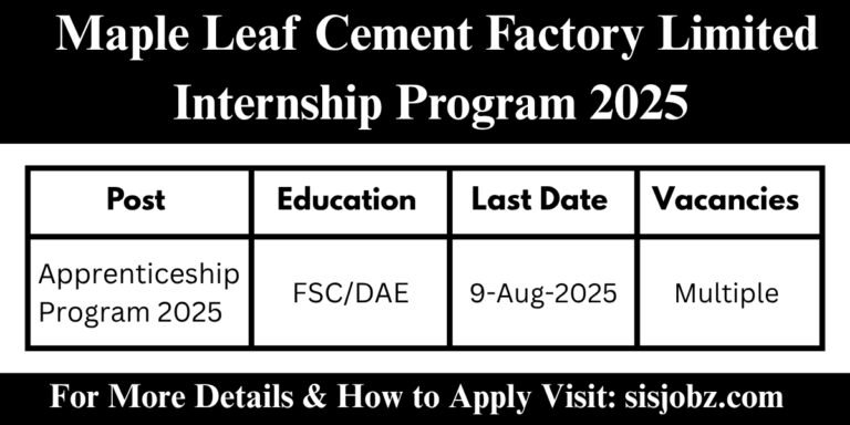 Maple Leaf Cement Factory Limited Internship Program 2025