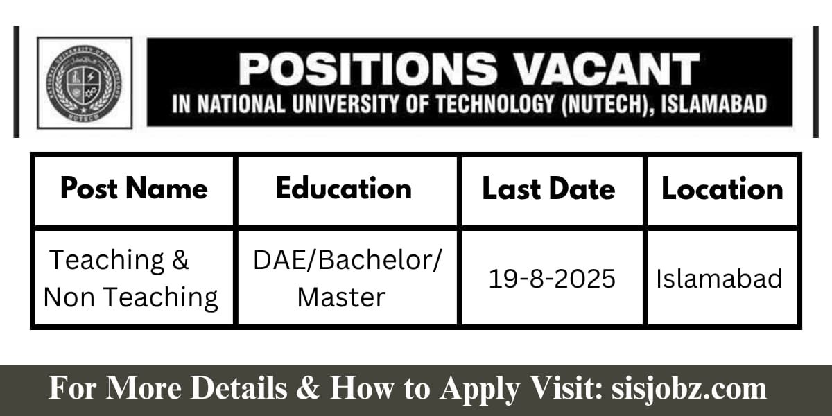 NUTECH Islamabad Jobs 2025