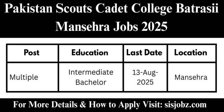 Pakistan Scouts Cadet College Batrasii Mansehra Jobs 2025