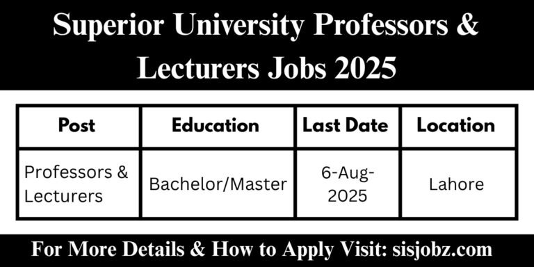 Superior University Professors & Lecturers Jobs 2025