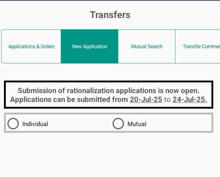 Apply for Transfer of Surplus Teachers on SIS App