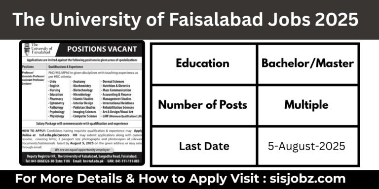 The University of Faisalabad Jobs 2025