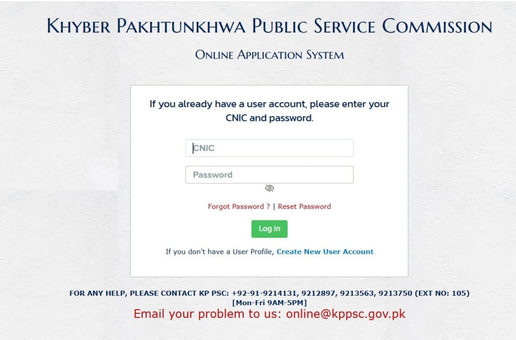 apply.kppsc.gov.pk Login
