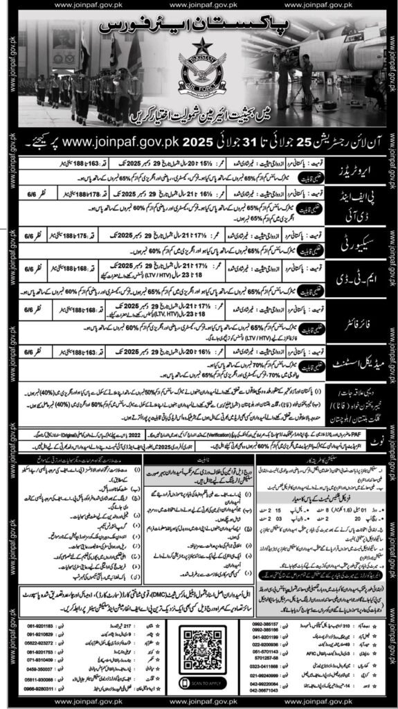 PAF Jobs 2025 Online Registration